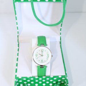 Green White Gossip Watch With Matching Box By M.Z.Berger